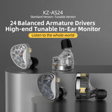 KZ AS Wired Earphone 12 BA Units Tunable Balanced Armature Headphones with Mic HIFI Bass Earbuds Cancelg Sport Headset