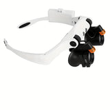 Foldable LED headwear magnifying glass and 21 level magnifying glass with battery for reading