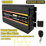 12000W DC 12V TO AC 220V Pure Sine Wave Inverter LED Display Car Inverters Converter Voltage Transformer With Remote Controller