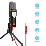 SF-666 Professional 3.5Mm Microphone Wired Home AUX Audio Stereo Desktop Tripod MIC Set For Pc Phone Karaoke Durable Gold