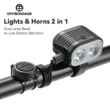 OFFBONDAGE Bicycle Headlight 2-In-1 Near And Far Light 2/4 Lamp Beaded Wire Control Bell Horn Mountain Bike Accessory