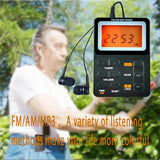 Pocket AM/FM Portable LCD Display Radio Receiver Mini MP3 Player with Earphone Universal Walkman Support TF Card Play