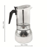 1pc Italian Stainless Steel Moka Pot - 200ml Capacity, Transparent, Silicone Glass, Perfect for Home Brewing Coffee