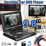 Portable DVD Player 9.8 Inches High Clarity TV Function Built-in Card Reader Swivel Screen Mobile Video VCD Players for Travel