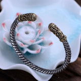 Thai Silver Coarse Twisted Hemp Rope Eye Of God  Bracelet
