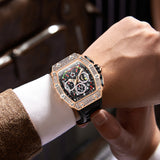 2022 New Men's Automatic Mechanical Watch ONOLA Fashion Unique Luxury Diamond Inlaid Design Waterproof Silicon Tape Watches Men
