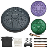 Lekato 6 Inch Tongue Drum 11 Notes D Tune Steel Hand Pan Drum Tank Drums with Drumsticks Padding Bag Percussion Instruments