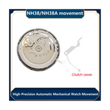 NH38/NH38A Movement+Steel Stem+Clutch Lever Kit High-Precision Automatic Chain Up Mechanical Watch Movement
