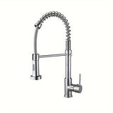 1pc All Copper Spring Single Handle Single Hole Rotary Faucet, Sink Bathroom Drawing Black Electroplated Low Pressure Faucet, Household Replacement Accessories