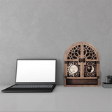 Sun Moon Stand 4 Shees Natural Wooden Shelf Gothic Witchy Crystal Display Case for Living Room