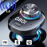 Car MP3 Music Player Bluetooth 5.0 FM Transmitter PD23W Handsfree Car Kit QC3.0 Dual USB Charger Support TF Card Play