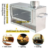 Rocket Wood-Burning for Camping Outdoor Fireplace Cooking Stove Microcrystale Pyrex Glass Window
