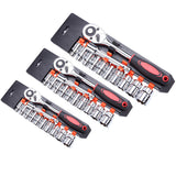 12 Piece Repair Tool Set 1/4 3/8 1/2 Quick Ratchet Hexagonal Automotive Maintenance Socket Wrench Tools