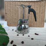 1pc Italian Stainless Steel Moka Pot - 200ml Capacity, Transparent, Silicone Glass, Perfect for Home Brewing Coffee