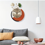 1pc, Orange Wall Clock, Ginkgo Leaf Decoration Clock, Bedroom, Living Room, Silent Wall Watch, Autumn Thanksgiving Halloween Harvest Festival, Home Decor, Aesthetic Room Decor