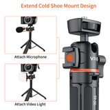 VRIG TP-06 Selfie Stick Tripod Stand Aluminum Alloy 1/4" Cold Shoe Mount Rotatable Ballhead 55cm 1.5kg Load for Live Streaming