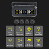 Car TPMS Digital LCD Display Tire Pressure Monitoring System Solar/USB Powered Auto Security Alarm Systems Cartronics Universal