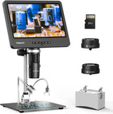 TOMLOV Triple Lens Digital DM602 LCD 10.1 inch IPS Screen Soldering Coin Microscope with Lights