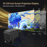 720P WiFi BT5.2 Android 11 System 180° Rotatable Movie Projector with 220in Display Screen Mirror Technique for Home
