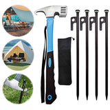4Pcs Forged Steel Heavy Duty Unbreakable Tent Pegs with Storage Bag & Hammer for Camping Picnic