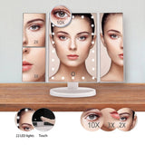 Foldable Makeup Light 3 Folding 1X 2X 3X Desktop Vanity Mirror Dimmable Rotatable With Touch Switch LED Mirrors