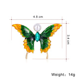 Jewelry Artificial Pearl Butterfly Adorable Wedding Crystal Rhinestone Women's Dress Pin With Brooch Cartoon