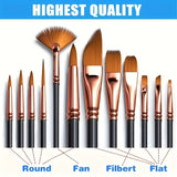 Student acrylic pen oil painting brush set, hook line, 15 pieces