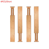 2/4PCS Adjustable Bamboo Drawer Dividers Bedroom Kitchen Drawer Storage Expandable Drawer Dividers For Cupboard Cabinet Wardrobe