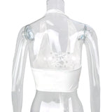 Translucent No Back Lace Up Short Women's PU Vest