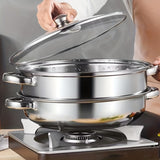 1pc Stainless Steel Saucepan, Steamer Pot, Soup Pot, Suitable For Hot Pot, Steaming Crab, For Home Kitchen Restaurant