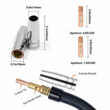 14Pcs 15AK Welding Torch Consumables 0.6mm 0.8mm 0.9mm 1.0mm 1.2mm MIG Torch Gas Nozzle Tip Holder of 15AK MIG MAG Welding Torch