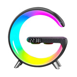 Wireless Charger Bluetooth Speaker Projection Lamp RGB Night Light Digital Alarm Clock For Sleeping Bedroom-EU Plug