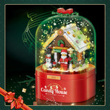New Music Box Candy House Building Bloc DIY Doll house NewYear Santa Claus Children Gifts Decoration Merry Christmas