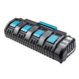 DC18SF 4-Port Charger Black Charger For Makita Battery 14.4V 18V 3.0Ax4 Li-Ion BL1830, BL1830B, BL1840, BL1840B, BL1850, EU Plug