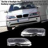 One Pair of Headlight Clear Cover Lens - Replacement for E46 3-series 4 Door (2002-2005)