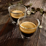 1set/2.8oz, Espresso Cups, Double Walled Espresso Glasses, Insulated Borosilicate Glassware Tea Cups, Perfect For Cold Or Hot Drinks, Coffee, Whisky, Vodka, Cocktail, Coffee Tools