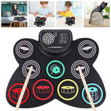 9-Pads Roll-Up Practice Drum Pad with Drumsticks and Foot Pedals - Built-in Stereo Speakers, Christmas/Birthday Gift for Kids
