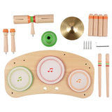 Set 7-in-1 Desktop Portable Detachable Drum Kits Percussion Instrument Natural Wood Smooth Burrless for Birthday Gift
