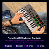 Lekato 25-Key Midi Controller Keyboard Piano Mini Usb Keyboard Bluetooth Midi 8 Backlit Drum 8 Rgb Music Keyboard Instruments