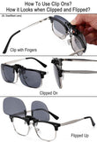 2PCS On Sunglasses Polarized Clip Up Clip-On Glasses Night Vision for Driving Fishing Cycling Walking