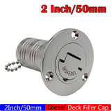 38mm 50mm Cap Stainless Steel 316 Deck Filler GAS DIESEL FUEL WASTE WATER Mirror Polish Marine Boat RV Hardware
