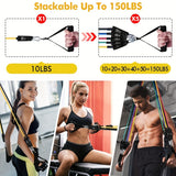 11pcs/set Non-slip Tension Rope Set With Handle, For Physical Therapy, Strength Training