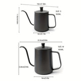 1pc Hand Brewing Pot With Lid, Stainless Steel Hanging Ear Coffee Pot, Coffee Filter, Long Mouth And Narrow Mouth Pot