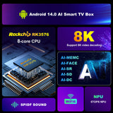 New H96 MAX M9S Android 14 AI TV RK3576 8GB 128GB 8K HD WIFI6 BT5.4 Media Player Set Top Box