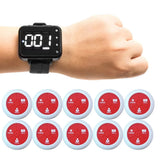 Restaurant Pagers Beeper Wireless Calg System Watch Wrist Clock Receiver Vibration Bell Button For Service Cafe Bar Hookah