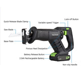 3000SPM Electric 20V Cordless Reciprocating Variable Speed with 2.0Ah Battery 5 Pcs 6-inch Saw Blade for Cutting Wood