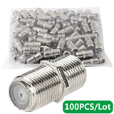 100PCS/Lot F Type UHdapter Female F/F Jack RG6 Coaxial Cable High Quality Coax Connector For TV Video
