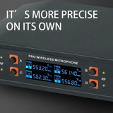 Professional VHF Wireless System 4 Channel Handheld Karaoke Microphone for Home Party Church Event TV Speaker
