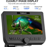 DM4 Pro Wireless Microscope 4.3" LCD Digital Microscopes 1000x IPS Screen 2 Gooseneck Lights PC View Windows Compatible