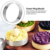 10 Pcs Circular Stainless Steel Tart Ring Tower Pie Mould Perforated Cake Mousse Ring,8cm